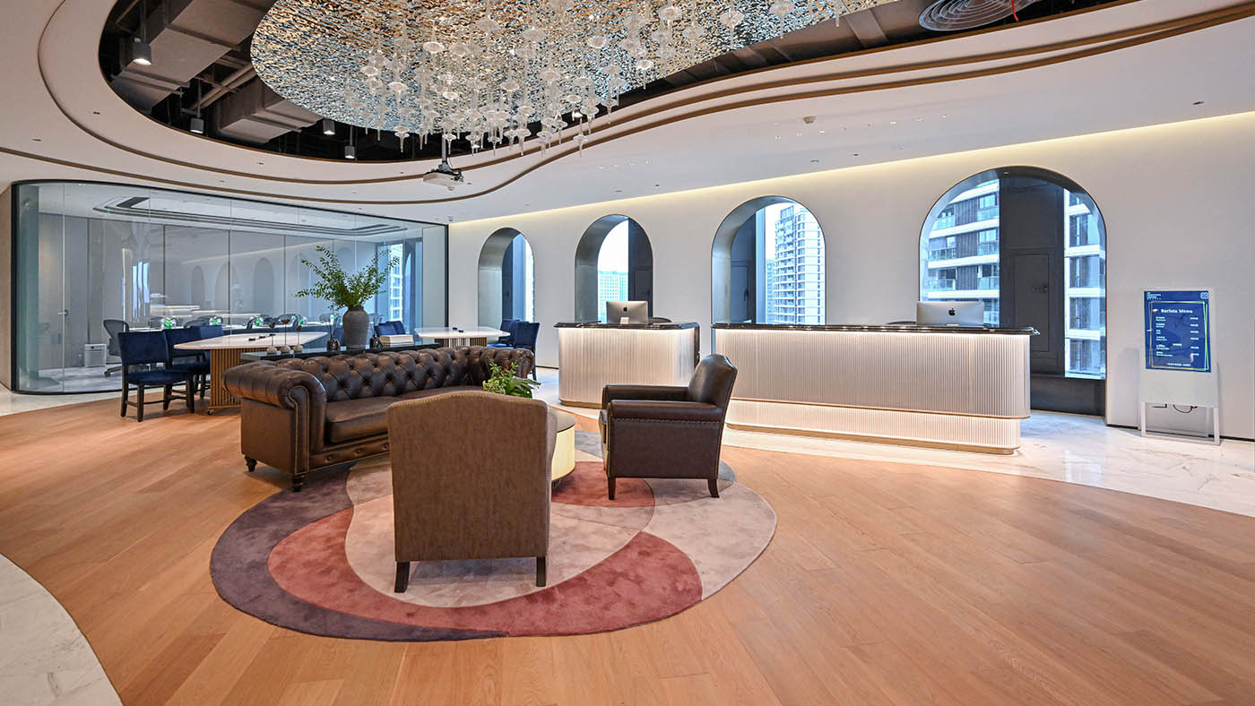 Coworking space and reception at TEC Hangzhou The One Place