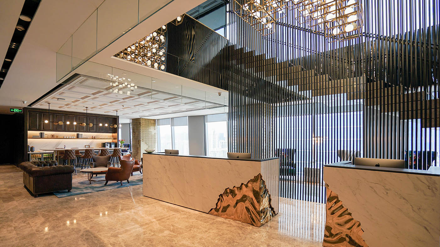 Coworking area and lounge space at TEC Shenzhen GEM Tower